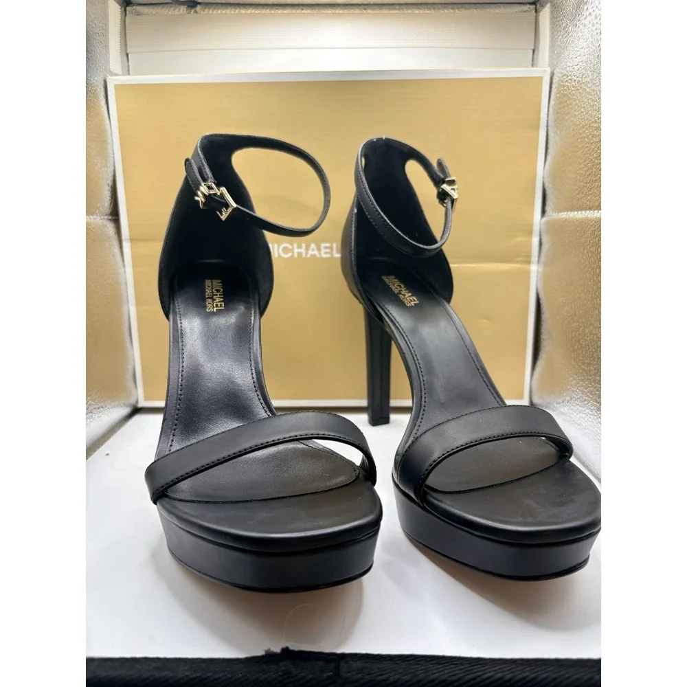 Michael Kors Margot Platform Faux Leather Black Sz 7M